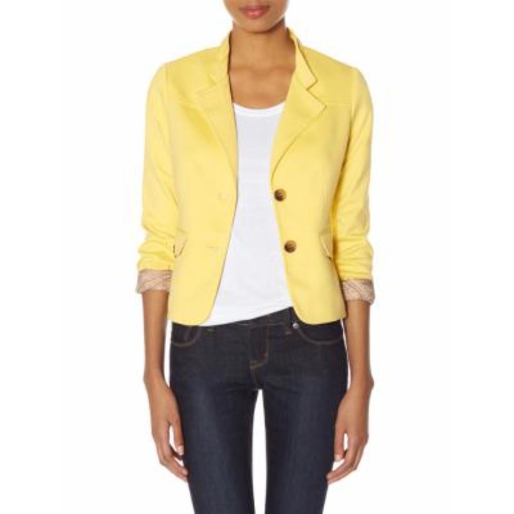 COPY - NWOT OBR Blazer Jacket Size XL Yellow Stand Collar Lined Button Front Of…